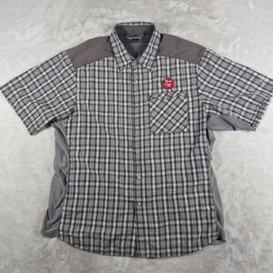 Club Ride Shirt Men's XL Gray Plaid Short Sleeve Western Pearl Snap Zip Cycling